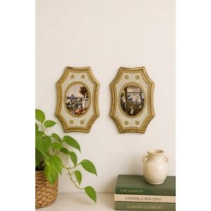 Vintage Italian Florentine Wood Wall Plaques Gold Gilded Hollywood Regency Decor